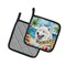 Edge Collections - 7.5" x 7.5" - Multicolor - Samoyed Pot Holders Heat Resistant Kitchen - 1 Pair